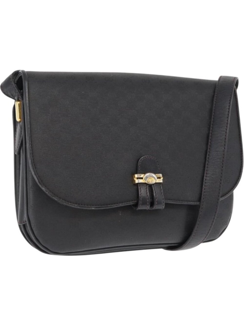 GUCCI Micro GG Supreme Shoulder Bag PVC Black Gold 001 406 1780